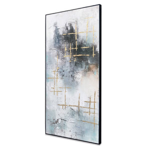 HomeRoots Tempest Hand-Painted Canvas Wall Art in Black Floater Frame - Modern Focal Point for Any Space 576605