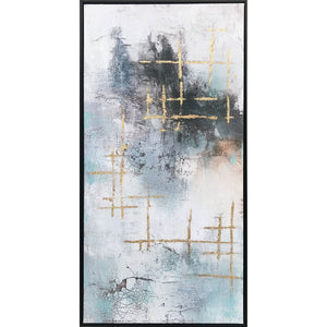 HomeRoots Tempest Hand-Painted Canvas Wall Art in Black Floater Frame - Modern Focal Point for Any Space 576605