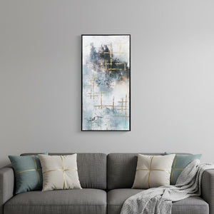 HomeRoots Tempest Hand-Painted Canvas Wall Art in Black Floater Frame - Modern Focal Point for Any Space 576605
