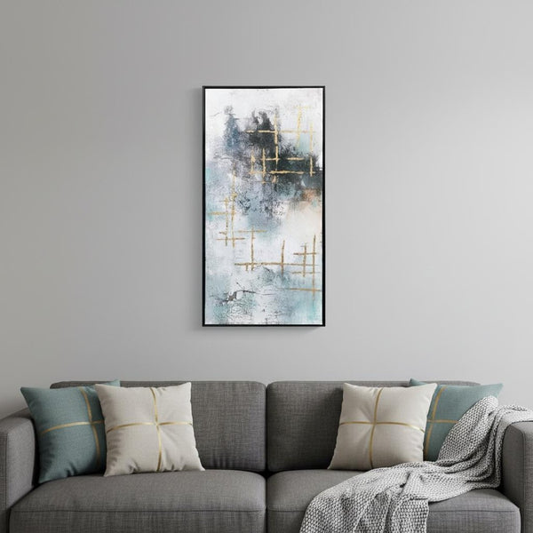 HomeRoots Tempest Hand-Painted Canvas Wall Art in Black Floater Frame - Modern Focal Point for Any Space 576605