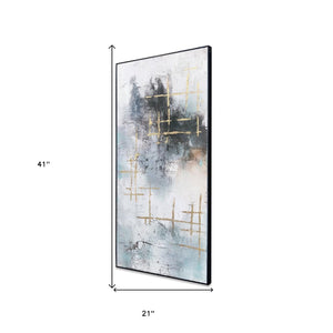 HomeRoots Tempest Hand-Painted Canvas Wall Art in Black Floater Frame - Modern Focal Point for Any Space 576605