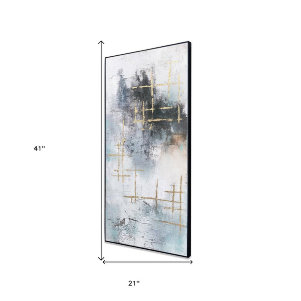 HomeRoots Tempest Hand-Painted Canvas Wall Art in Black Floater Frame - Modern Focal Point for Any Space 576605