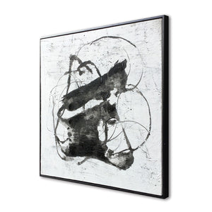 HomeRoots Abyss Hand-Painted Black Floater Frame Canvas Art – Modern Wall Décor for Stylish Interiors 576606