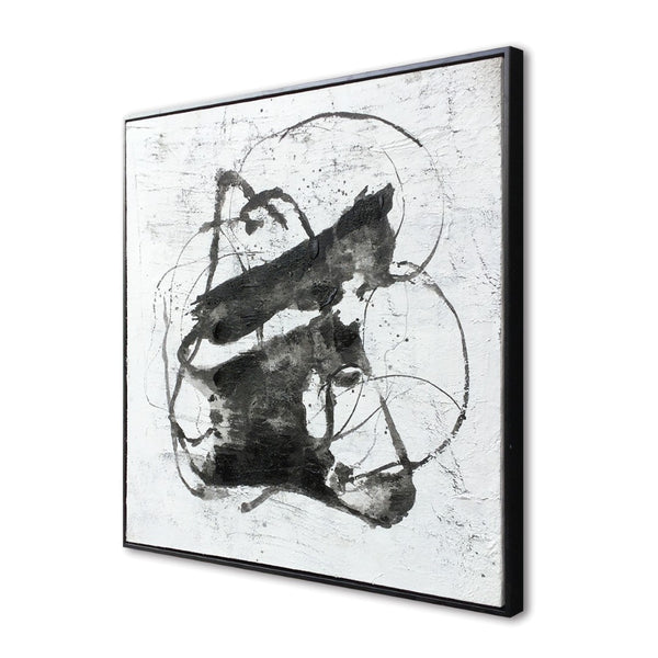 HomeRoots Abyss Hand-Painted Black Floater Frame Canvas Art – Modern Wall Décor for Stylish Interiors 576606
