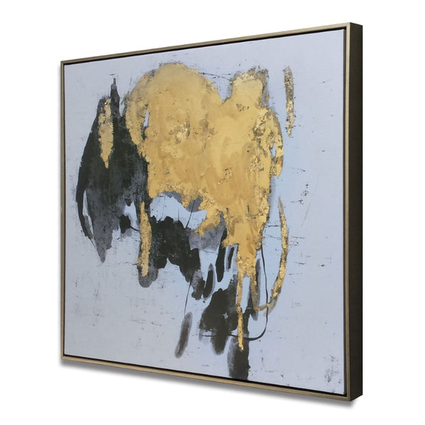 HomeRoots Illustrious Hand-Painted Black Floater Frame Canvas Art – Bold Modern Wall Décor for Any Room 576608