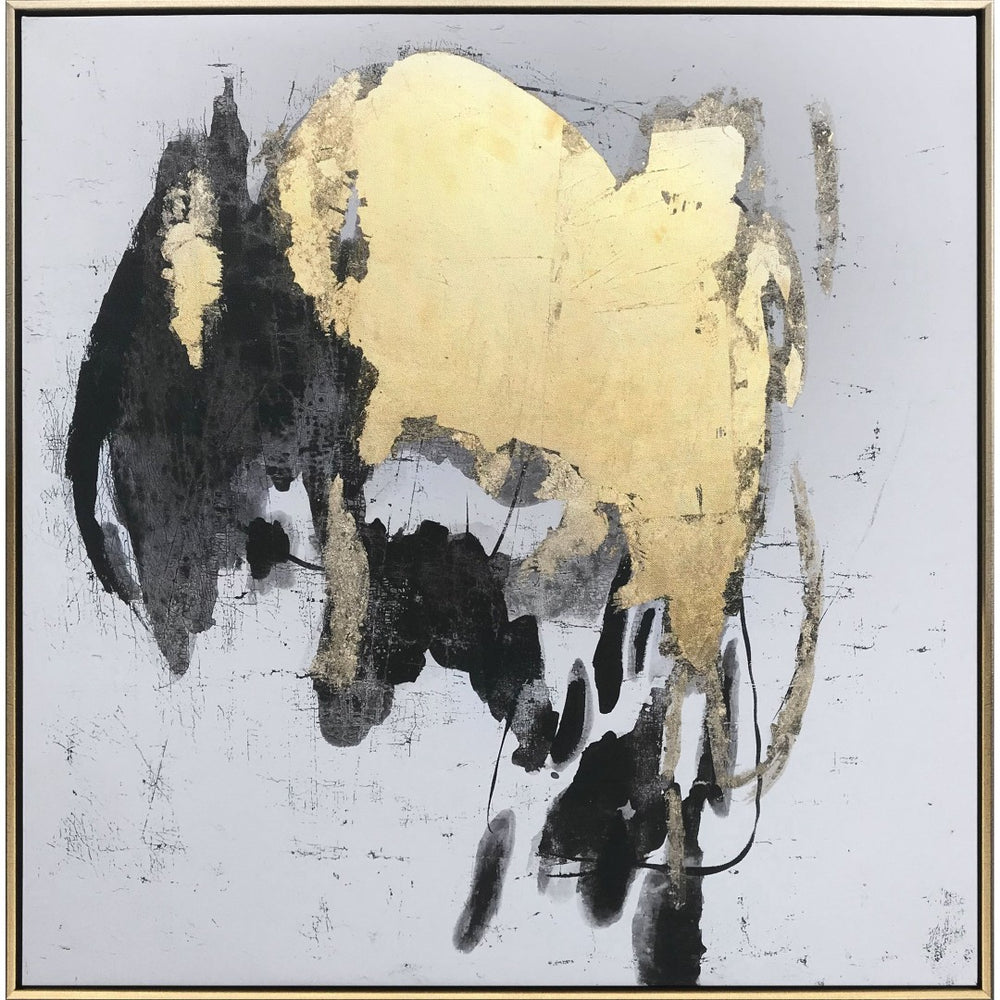 HomeRoots Illustrious Hand-Painted Black Floater Frame Canvas Art – Bold Modern Wall Décor for Any Room 576608
