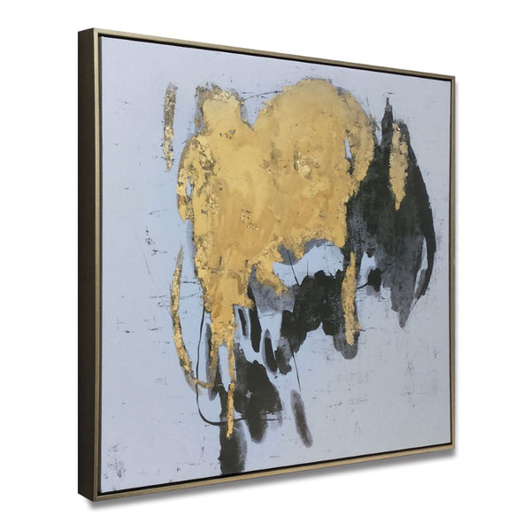 HomeRoots Illustrious Hand-Painted Black Floater Frame Canvas Art – Bold Modern Wall Décor for Any Room 576608