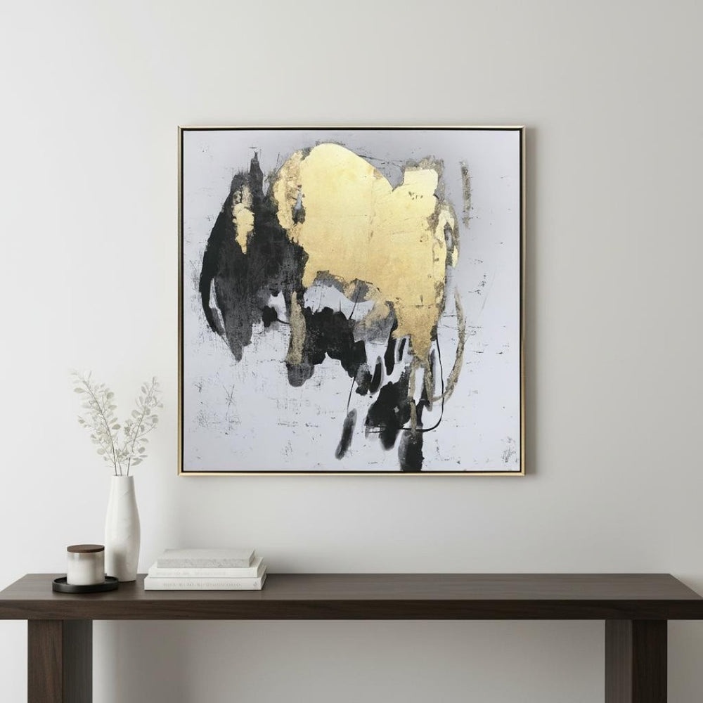 HomeRoots Illustrious Hand-Painted Black Floater Frame Canvas Art – Bold Modern Wall Décor for Any Room 576608