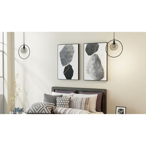 HomeRoots Stoney Hand-Painted Canvas Wall Art in Black Floater Frame - Striking Contemporary Home Decor 576609