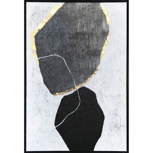 HomeRoots Stoney Hand-Painted Canvas Wall Art in Black Floater Frame - Striking Contemporary Home Decor 576609