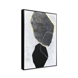 HomeRoots Stoney Hand-Painted Canvas Wall Art in Black Floater Frame - Striking Contemporary Home Decor 576609
