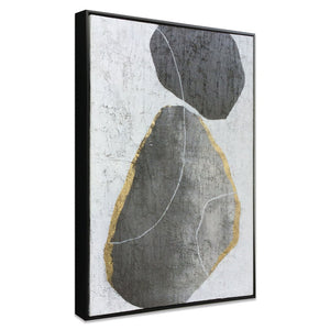 HomeRoots Stoney Hand-Painted Floater Frame Wall Art: Elegant Black Silhouettes for Modern Home Décor 576610