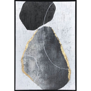 HomeRoots Stoney Hand-Painted Floater Frame Wall Art: Elegant Black Silhouettes for Modern Home Décor 576610