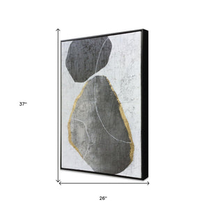 HomeRoots Stoney Hand-Painted Floater Frame Wall Art: Elegant Black Silhouettes for Modern Home Décor 576610