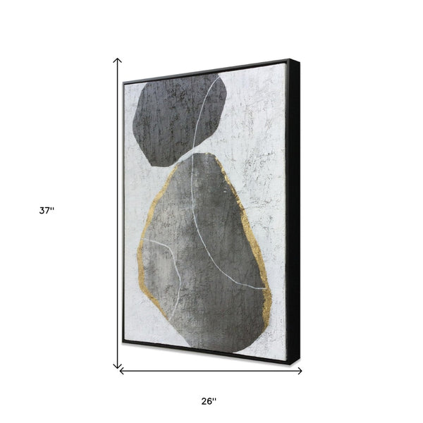 HomeRoots Stoney Hand-Painted Floater Frame Wall Art: Elegant Black Silhouettes for Modern Home Décor 576610