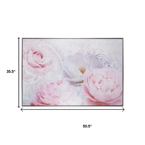 HomeRoots Perfect Peonies Hand-Painted Canvas Art in Black Floater Frame – Bold Floral Wall Décor for Any Space 576613