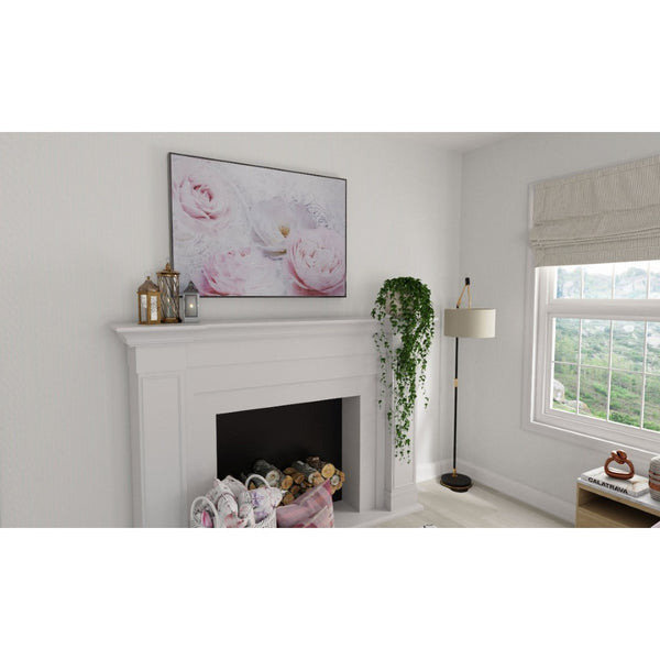 HomeRoots Perfect Peonies Hand-Painted Canvas Art in Black Floater Frame – Bold Floral Wall Décor for Any Space 576613
