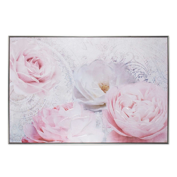 HomeRoots Perfect Peonies Hand-Painted Canvas Art in Black Floater Frame – Bold Floral Wall Décor for Any Space 576613