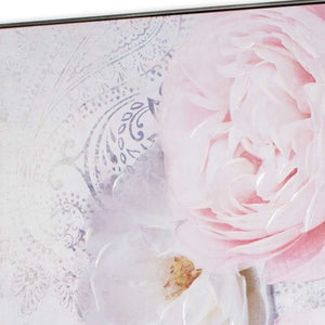 HomeRoots Perfect Peonies Hand-Painted Canvas Art in Black Floater Frame – Bold Floral Wall Décor for Any Space 576613