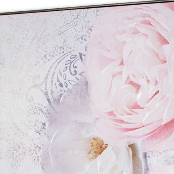 HomeRoots Perfect Peonies Hand-Painted Canvas Art in Black Floater Frame – Bold Floral Wall Décor for Any Space 576613