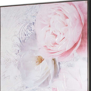HomeRoots Perfect Peonies Hand-Painted Canvas Art in Black Floater Frame – Bold Floral Wall Décor for Any Space 576613