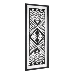 HomeRoots Modern Tribal Black Shadowbox Textual Art - Bold Hand-Painted Wall Décor for Contemporary Spaces 576615