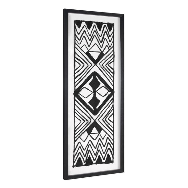 HomeRoots Modern Tribal Black Shadowbox Textual Art - Bold Hand-Painted Wall Décor for Contemporary Spaces 576615