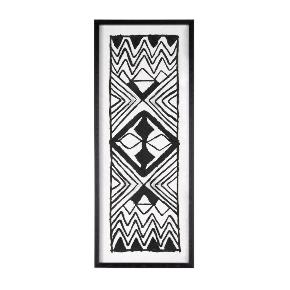 HomeRoots Modern Tribal Black Shadowbox Textual Art - Bold Hand-Painted Wall Décor for Contemporary Spaces 576615