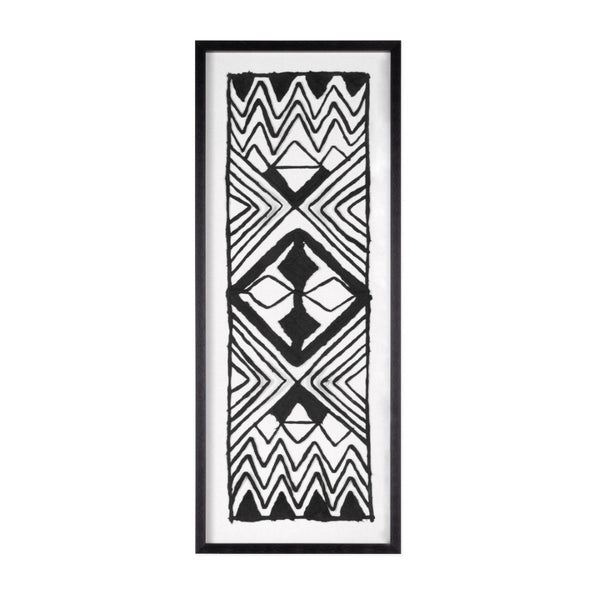 HomeRoots Modern Tribal Black Shadowbox Textual Art - Bold Hand-Painted Wall Décor for Contemporary Spaces 576615