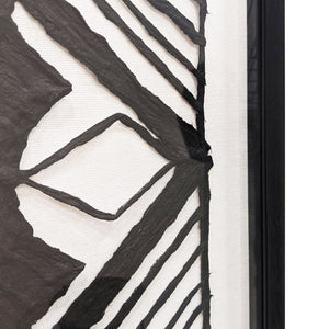 HomeRoots Modern Tribal Black Shadowbox Textual Art - Bold Hand-Painted Wall Décor for Contemporary Spaces 576615