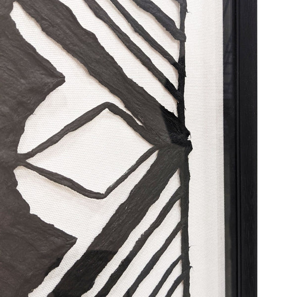 HomeRoots Modern Tribal Black Shadowbox Textual Art - Bold Hand-Painted Wall Décor for Contemporary Spaces 576615