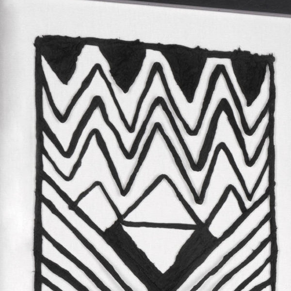 HomeRoots Modern Tribal Black Shadowbox Textual Art - Bold Hand-Painted Wall Décor for Contemporary Spaces 576615