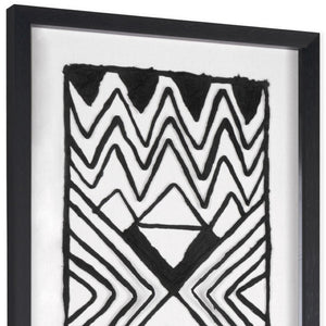 HomeRoots Modern Tribal Black Shadowbox Textual Art - Bold Hand-Painted Wall Décor for Contemporary Spaces 576615