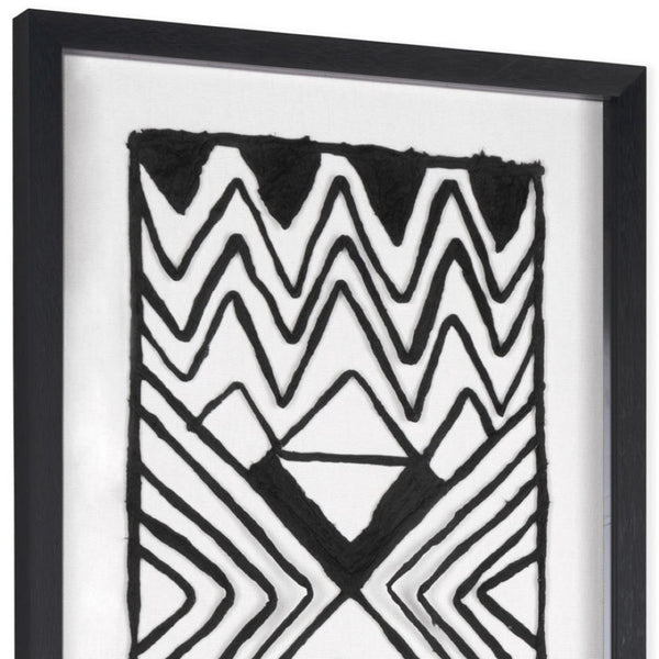 HomeRoots Modern Tribal Black Shadowbox Textual Art - Bold Hand-Painted Wall Décor for Contemporary Spaces 576615