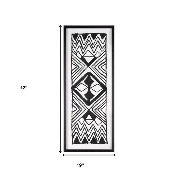 HomeRoots Modern Tribal Black Shadowbox Textual Art - Bold Hand-Painted Wall Décor for Contemporary Spaces 576615
