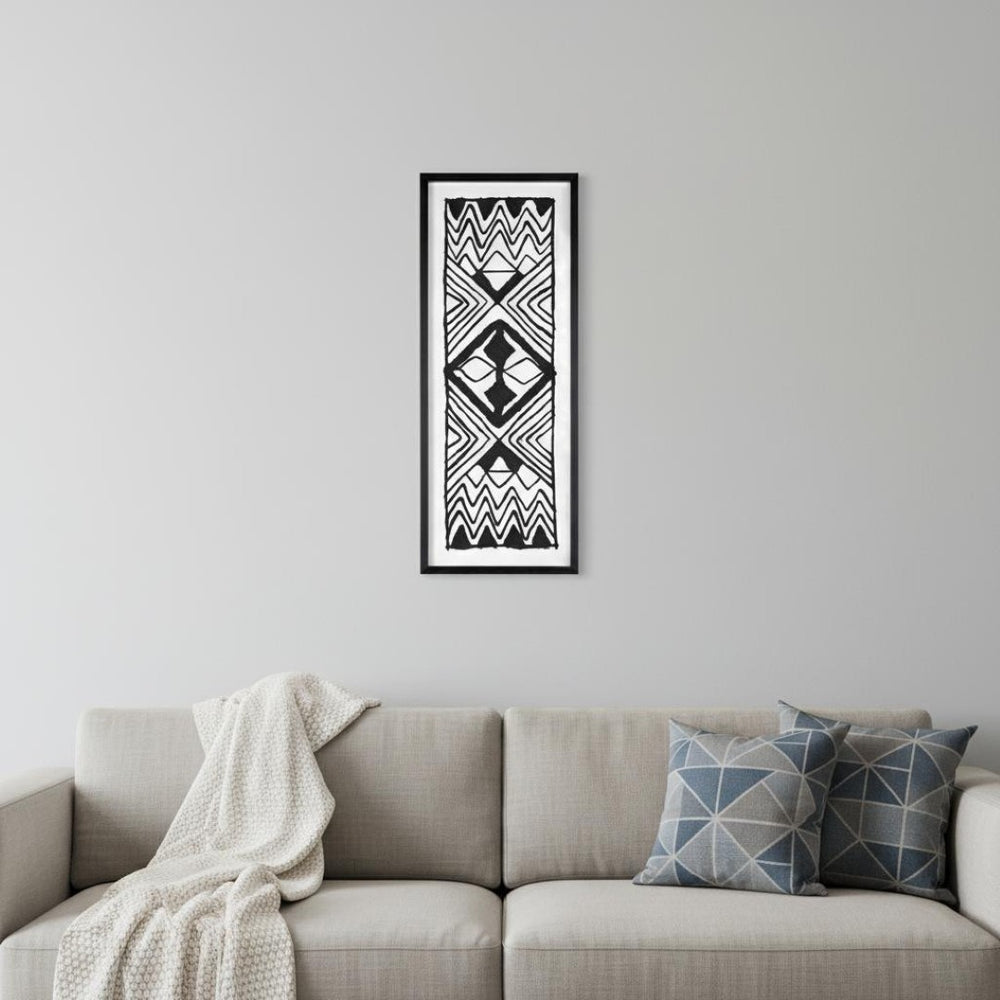 HomeRoots Modern Tribal Black Shadowbox Textual Art - Bold Hand-Painted Wall Décor for Contemporary Spaces 576615