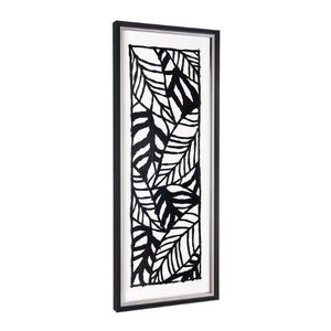 HomeRoots Modern Hand-Painted Palm Leaves Art in Black Floater Frame - Contemporary Tropical Décor for Home 576616