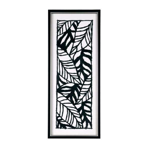 HomeRoots Modern Hand-Painted Palm Leaves Art in Black Floater Frame - Contemporary Tropical Décor for Home 576616
