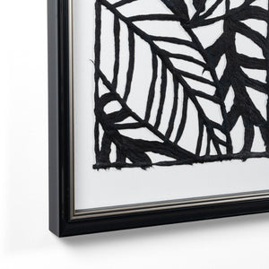 HomeRoots Modern Hand-Painted Palm Leaves Art in Black Floater Frame - Contemporary Tropical Décor for Home 576616