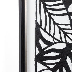 HomeRoots Modern Hand-Painted Palm Leaves Art in Black Floater Frame - Contemporary Tropical Décor for Home 576616