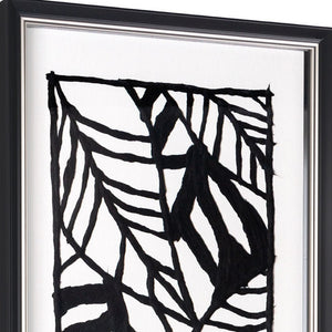 HomeRoots Modern Hand-Painted Palm Leaves Art in Black Floater Frame - Contemporary Tropical Décor for Home 576616