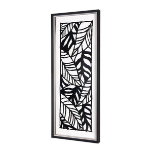 HomeRoots Modern Hand-Painted Palm Leaves Art in Black Floater Frame - Contemporary Tropical Décor for Home 576616