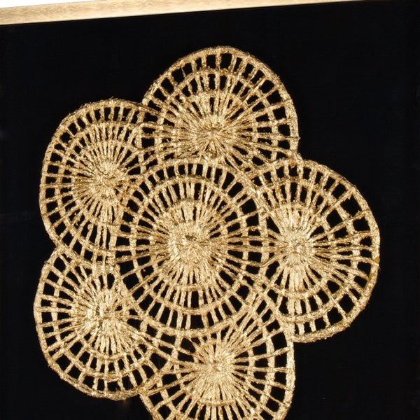 HomeRoots Modern Palm Leaves Shadowbox Art - Gold Accents & Textural Elegance for Contemporary Spaces 576617