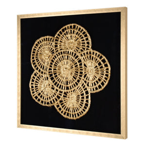 HomeRoots Modern Palm Leaves Shadowbox Art - Gold Accents & Textural Elegance for Contemporary Spaces 576617