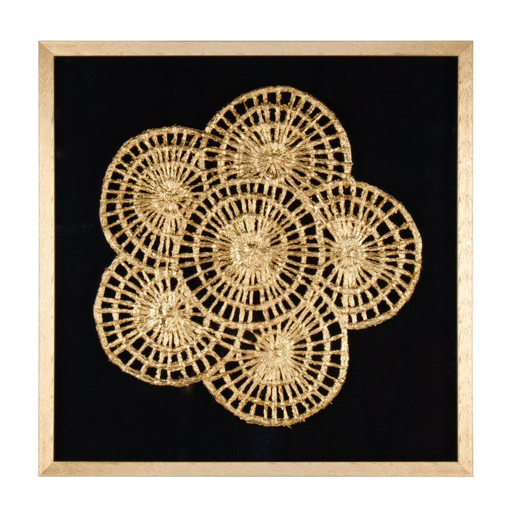 HomeRoots Modern Palm Leaves Shadowbox Art - Gold Accents & Textural Elegance for Contemporary Spaces 576617