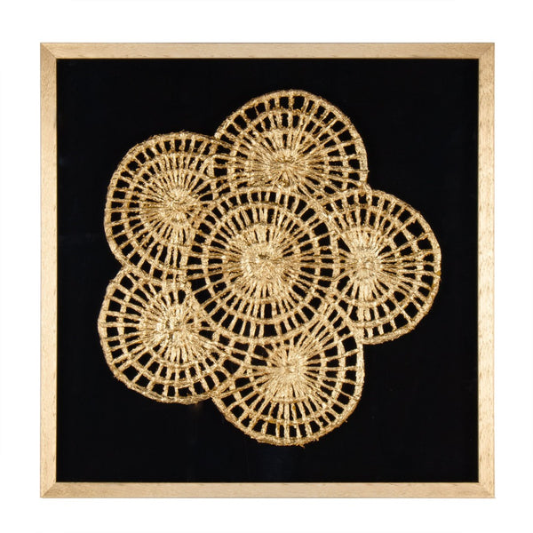 HomeRoots Modern Palm Leaves Shadowbox Art - Gold Accents & Textural Elegance for Contemporary Spaces 576617