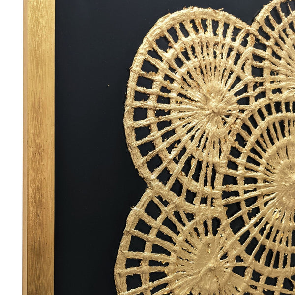 HomeRoots Modern Palm Leaves Shadowbox Art - Gold Accents & Textural Elegance for Contemporary Spaces 576617