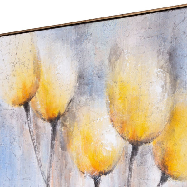 HomeRoots Sunny Blooms Hand-Painted Floral Canvas Wall Art in Elegant Gold Floater Frame for Modern Decor 576620