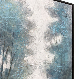 HomeRoots Aquamarine Forest Hand-Painted Canvas Art in Black Floater Frame - Serene Modern Home Decor Piece 576622