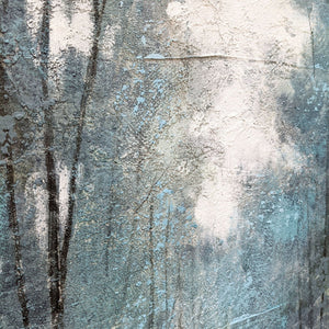 HomeRoots Aquamarine Forest Hand-Painted Canvas Art in Black Floater Frame - Serene Modern Home Decor Piece 576622